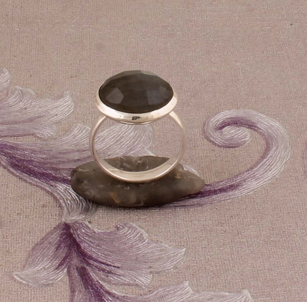 Natural Labradorite Top Quality Gemstone Ring Round Cut,fire Stone Ring 925-Antique Silver Ring Middle Finger Beautiful Ring Gift For Her