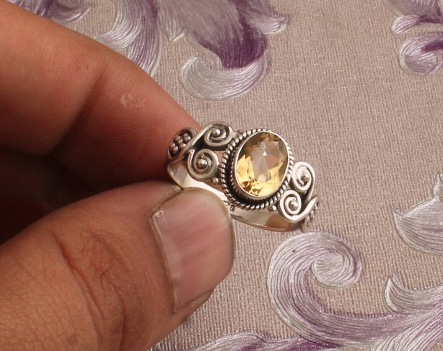 925 Sterling Silver Natural Citrine Oval Shape Gemstone Ring, Natural Gemstone, Designer Ring, Handcrafted Ring,  Engagement Ring, Gift Idea