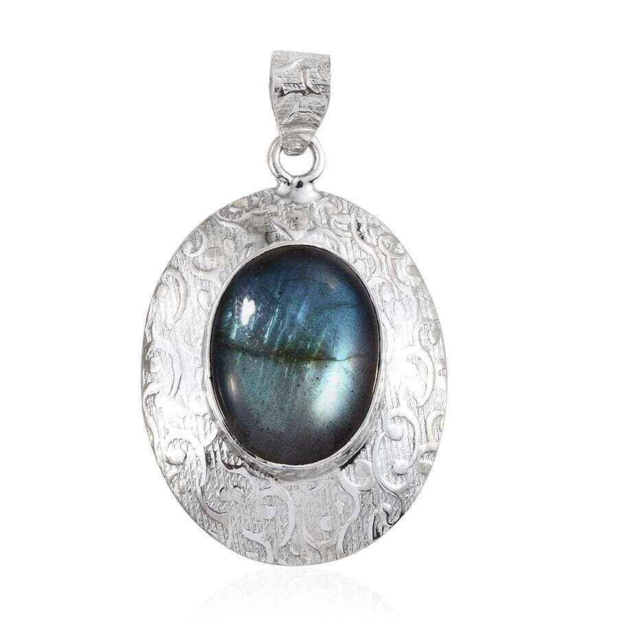 Simple Oval Shape Pendant Natural Labradorite Gemstone Pendant Blue+Multi Fire Stone Boho Pendant Handcrafted With Charm Pendant L#-283692