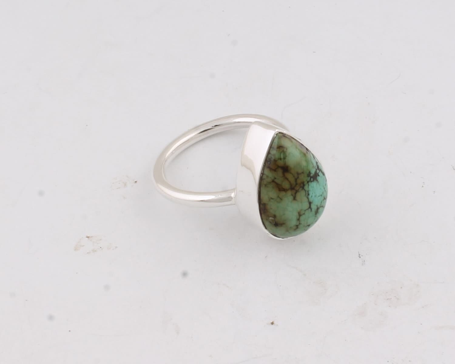 Pear Shape Ring 925-Silver Sterling Ring Handmade Ring  Composite Turquoise Gemstone Ring Top Rare Ring( Simple Ring ) L#-282518-RBirthstone