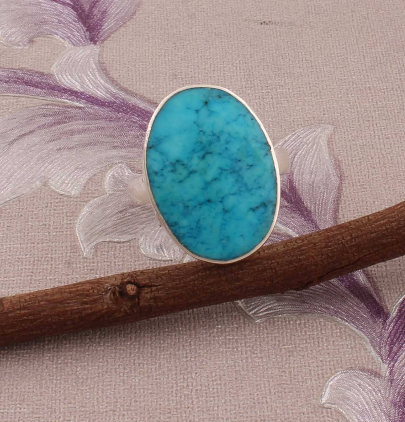 Amazing Sleeping Beauty Turquoise AAA+Quality Gemstone Ring,Middle Finger Ring,Engagement Ring 925-Sterling Silver Ring,Antique Silver Ring