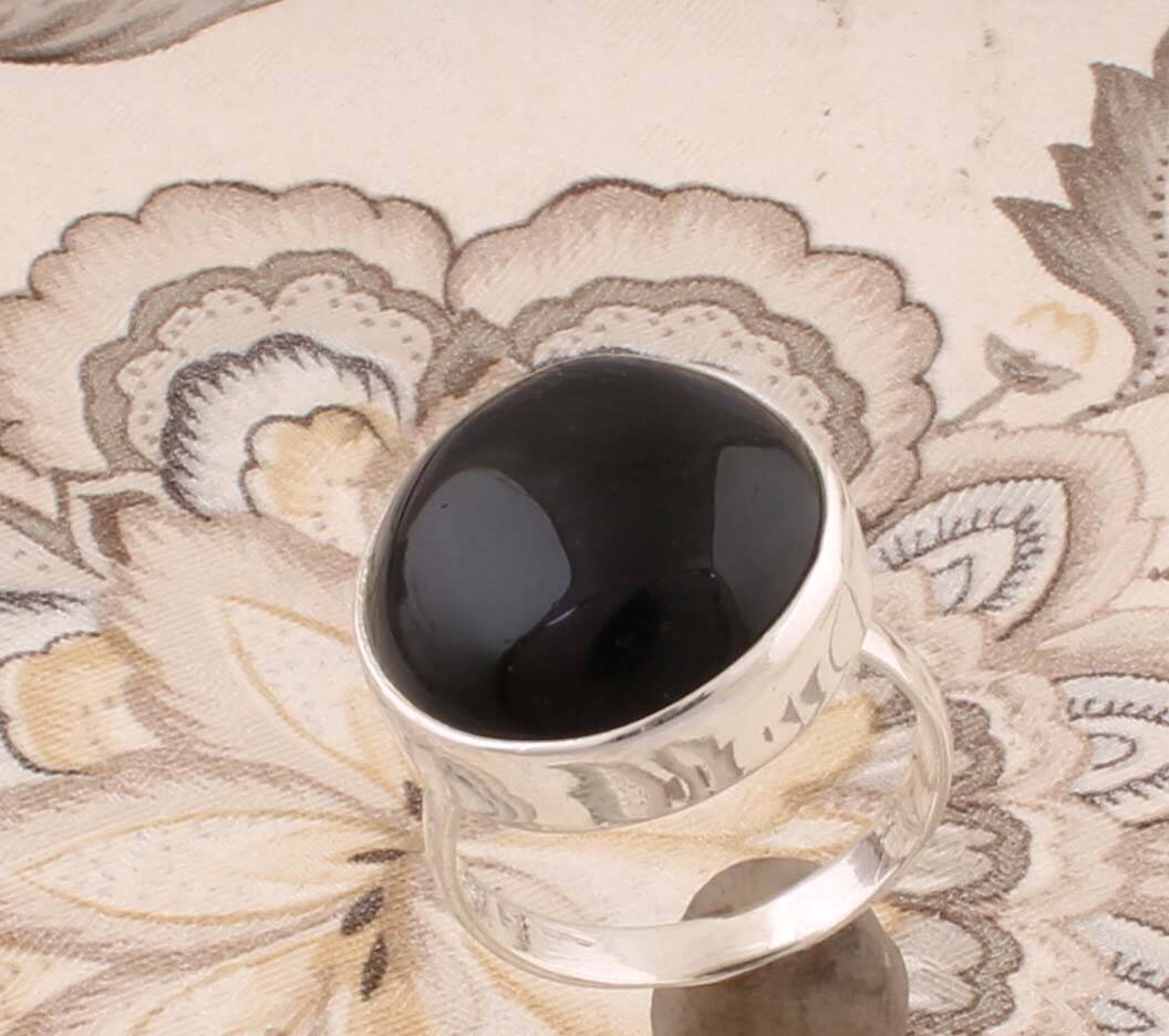 Natural Black Onyx Top Quality Gemstone Ring 925-Antique Silver Ring,Middle Finger Ring,Sterling Silver Ring,Wedding Ring,Gift Item Ring
