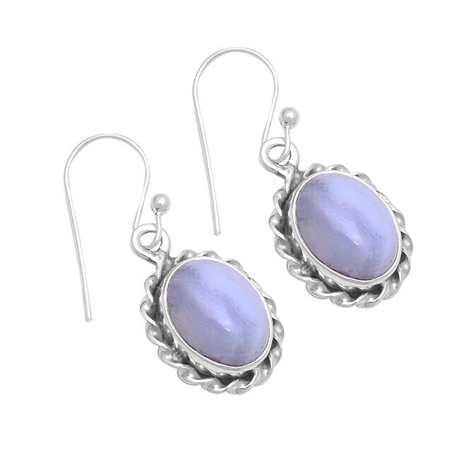 925-Sterling Solid Silver Earring With Natural Blue Lace Agate Top Quality Gemstone Earring Handcrafted,Charm,Boho Earring Gift For You