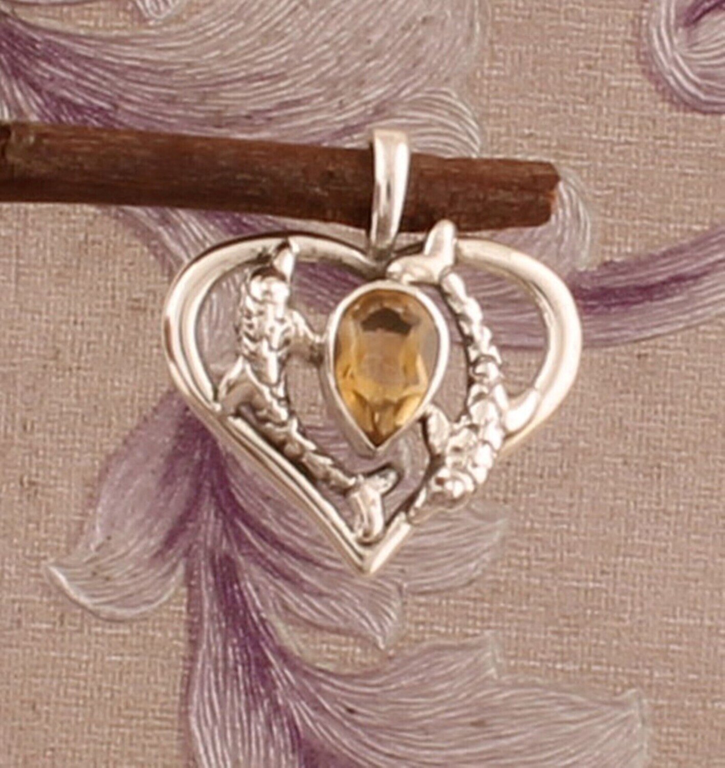 Natural Citrine Necklace Pendant, 925 Sterling Silver Dolphin Fish Pendant, Handmade Boho Pear Pendant, Pear Citrine Pendant Gift For Friend