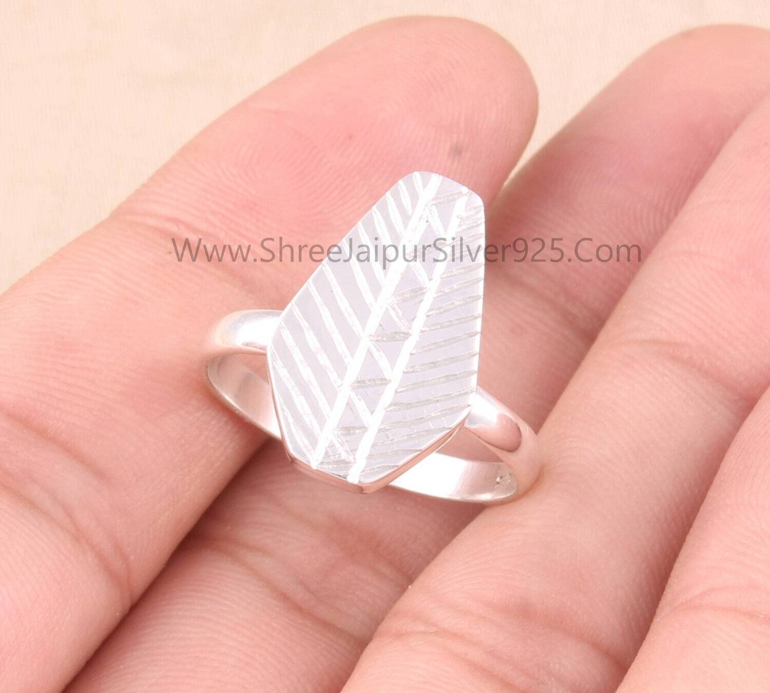 Engraved Coffin Shape Solid 925 Sterling Silver Ring For Women, Handmade Plain Silver Designer Fancy Vintage Dainty Band Ring For Gifts Idea