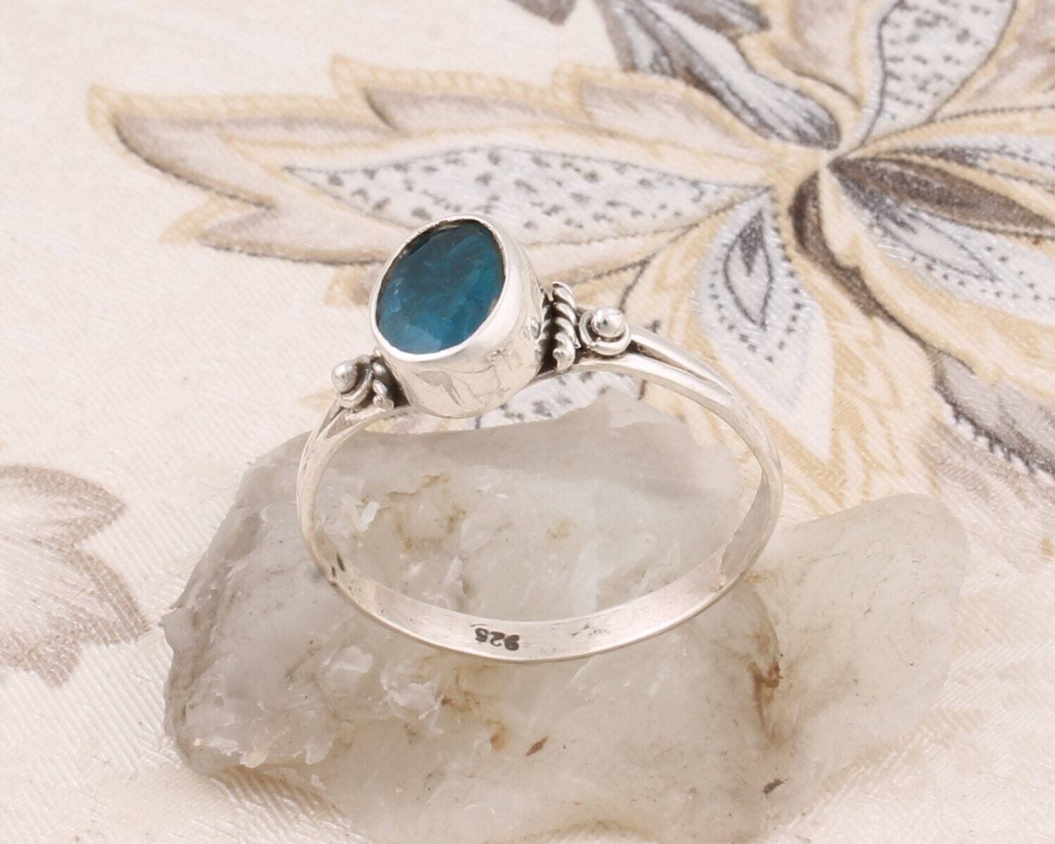 925-Sterling Silver Solid Ring With Natural Nonentity Gemstone Top Quality Gemstone Ring Handcrafted Boho Ring Index Finger Ring