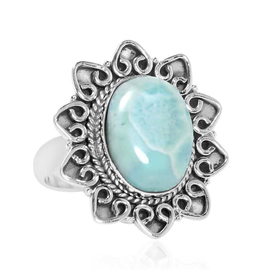 Boho Ring Gift For You ! 925 Sterling Solid Silver Ring With Natural Larimar AAA+Quality Gemstone Ring Handcrafted Ring Finger RingCyber2021
