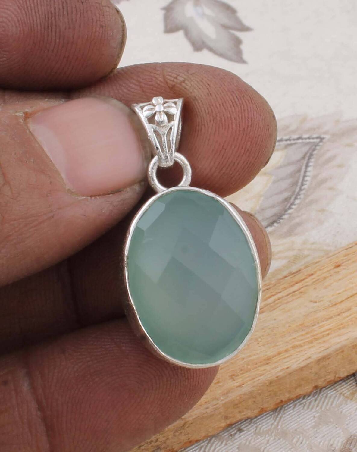 Amazing Aqua Calci Gemstone Handcrafted Pendant Oval Stone Boho Pendant Antique Silver Pendant Gift For Her Etsy Cyber Valentine's day Gift