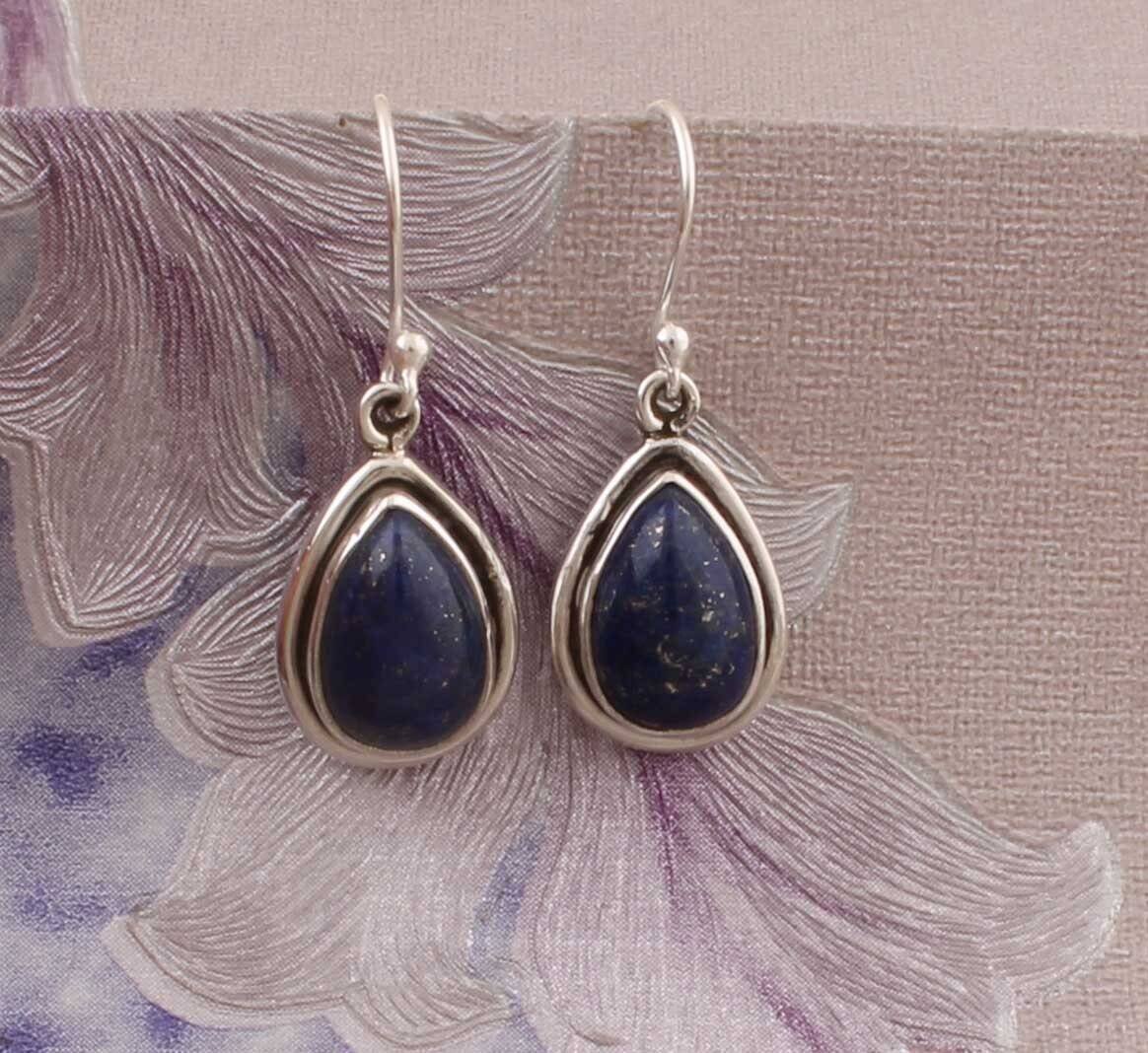 Natural Lapis Top Quality Gemstone Earring 925-Sterling Silver Earring,Antique Silver Earring,Wedding Beautiful Earring Gift For Her
