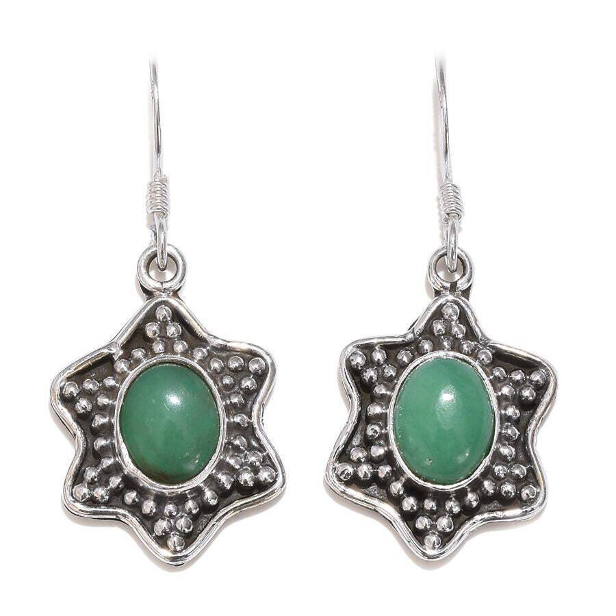 Gift For You ! Solid 925-Sterling Silver Earring Natural Green Jade Gemstones Hook Earring Handcrafted Charm With Boho Earring L#-283635-R