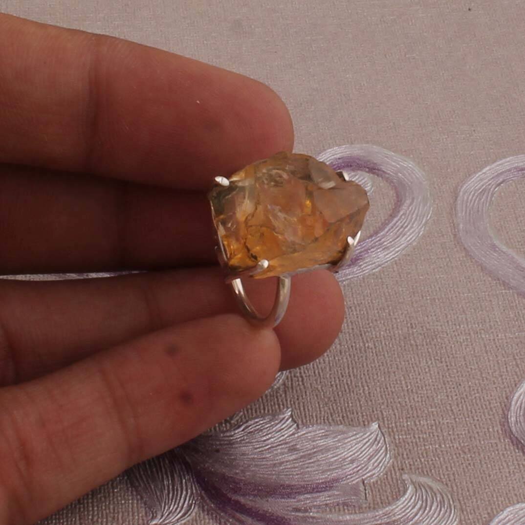 Raw Ring Amazing Citrine Raw Gemstone Ring Ring 925-Sterling Solid Silver Ring,Antique Silver Ring,Index Finger Ring One-Of-KindCyber2021