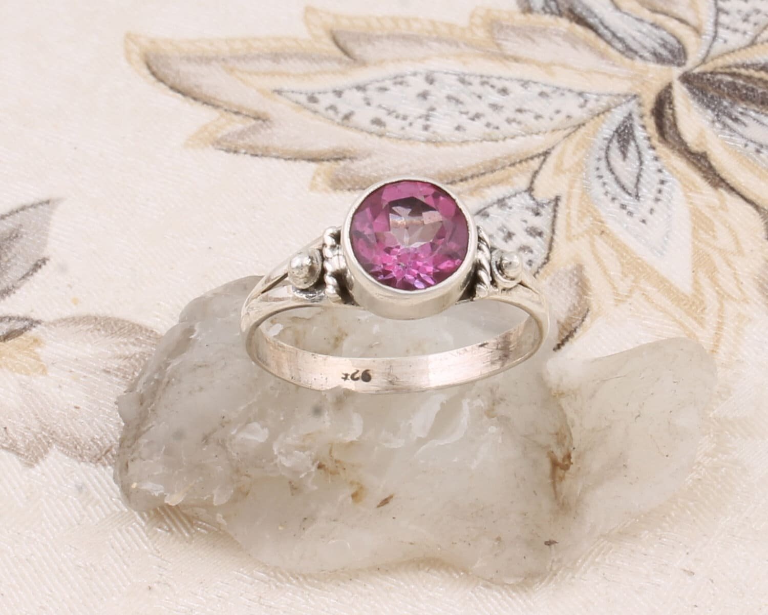 Handcrafted Ring With pink zircon AAA+Quality Gemstone Ring Cut+ Transparency Stone Boho Ring-Ring Finger Ring 925-Silver Sterling Ring