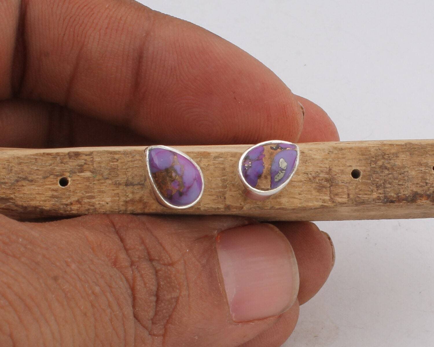 Pear Shape Earring Silver,Solid Earring 925-Silver Sterling Earring Natural Purple Jade Top Quality Gemstone Handmade Earring L#-282536-E