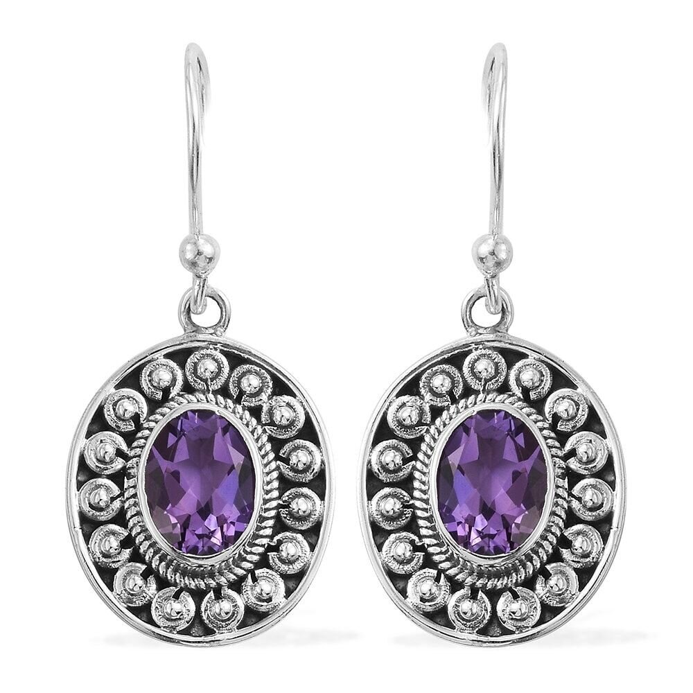 Gift For You ! 925-Sterling Solid Silver Earring With Natural Amethyst Gemstone Earring Diamond Cut Stone Boho Earring HandcraftedCyber2021