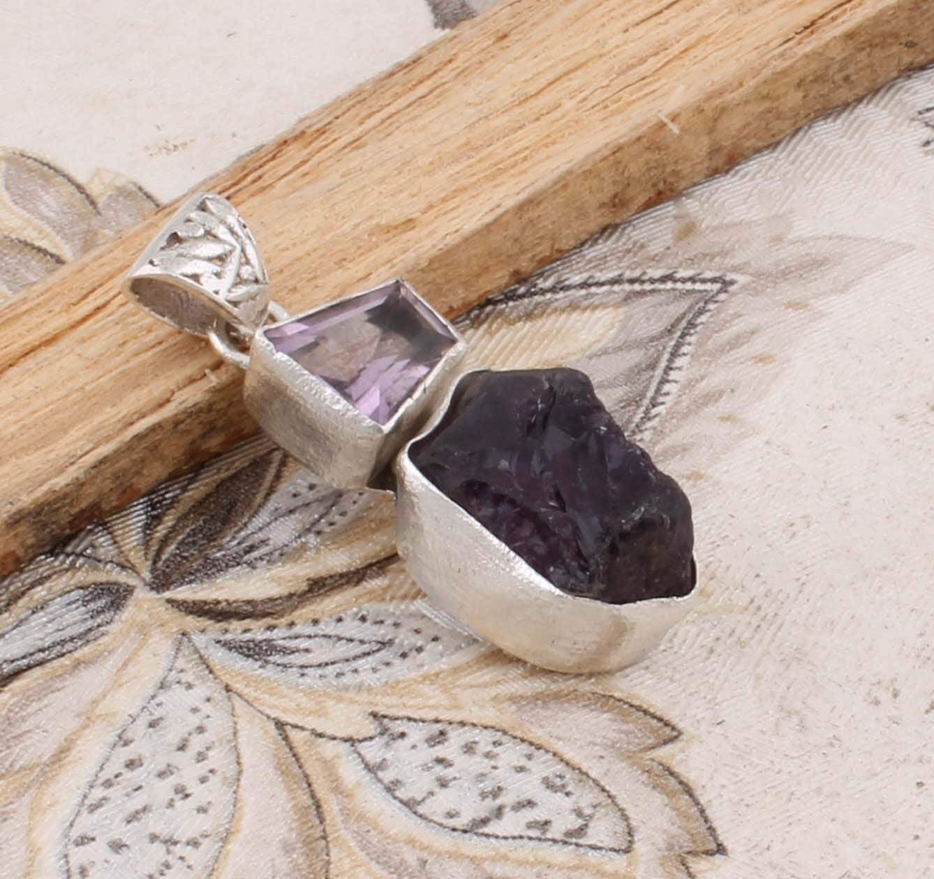 Raw Amethyst+Cut Stone Amethyst Top Quality Pendant 925-Sterling Silver Pendant Raw Amethyst Boho Pendant Gift For Her Etsy Cyber Valentine
