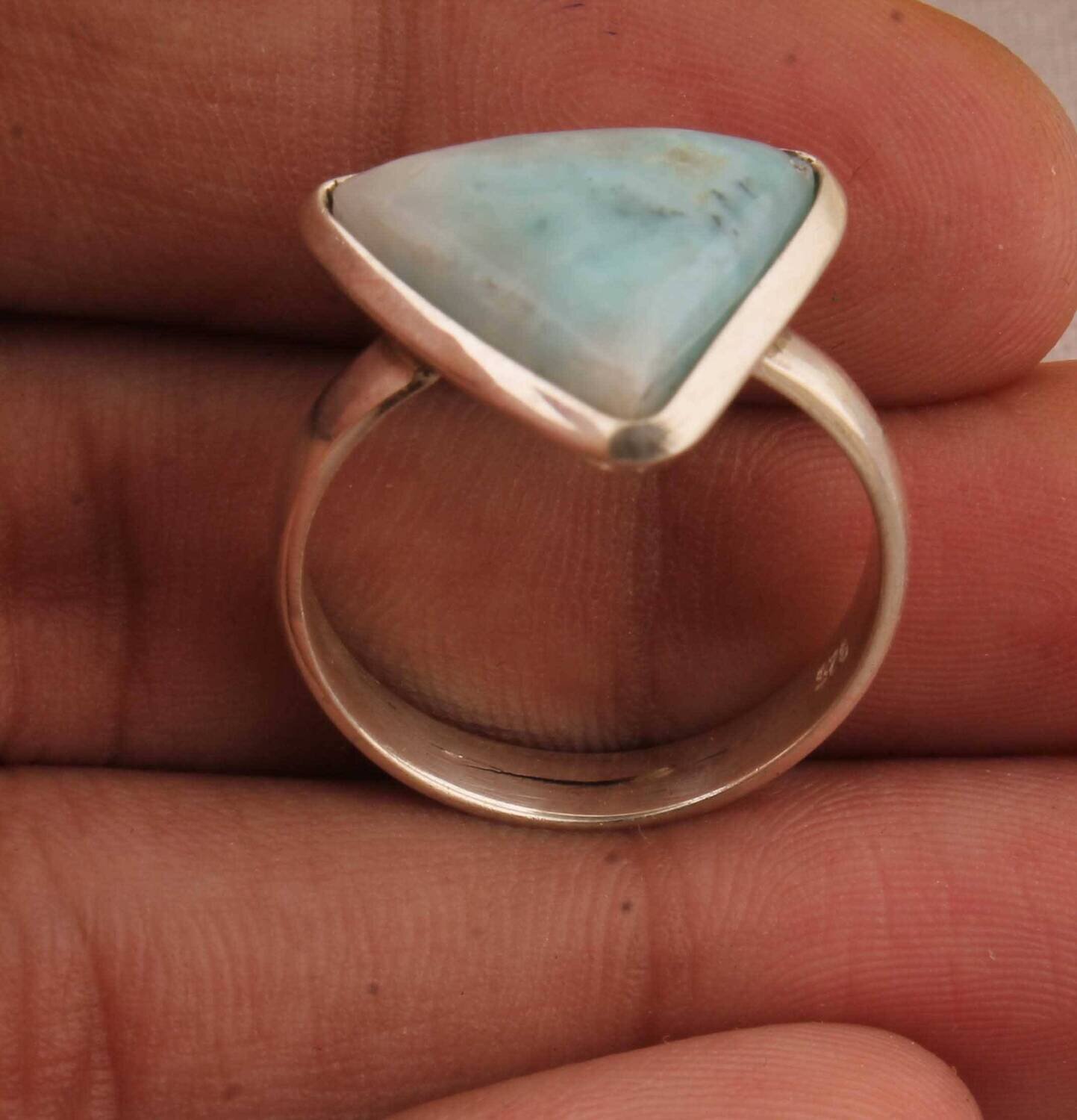 Natural Beautiful Larimar Sterling Silver Ring,Boho Ring,Twisted Band Ring,Dainty Rings,Top Selling Item Gift For Her Wedding RingCyber2021