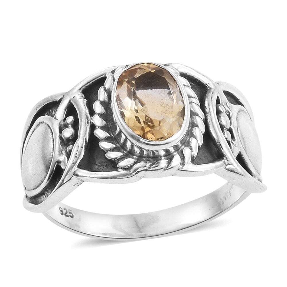 Ring Boho Ring Solid 925-Sterling Silver Ring With Natural Citrine Gemstone Ring Cut Transparency Stone Charm  Ring Index Finger Ring Boho