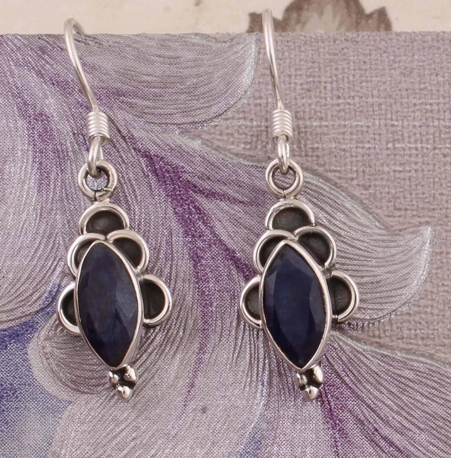 Natural Lapis Top Quality Gemstone Earring 925-Sterling Solid Silver Earring,Leaf Earring,Antique Silver Earring,Wedding Girls Earring