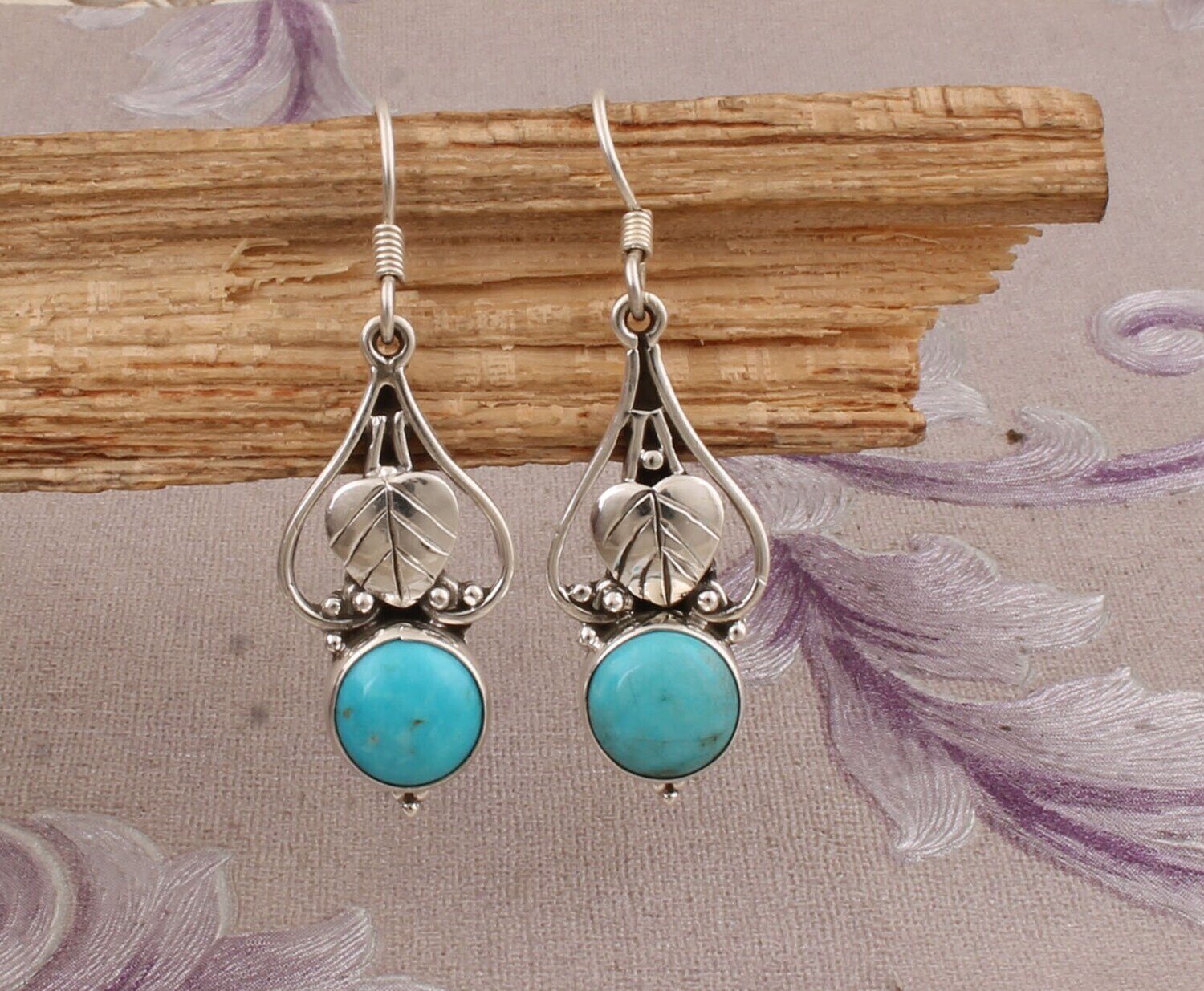 Sleeping Beauty Turquoise Gemstone Earring,Cabochon Stone Earring 925-Sterling Silver Earring, Antique Silver Earring,Gift For Sister