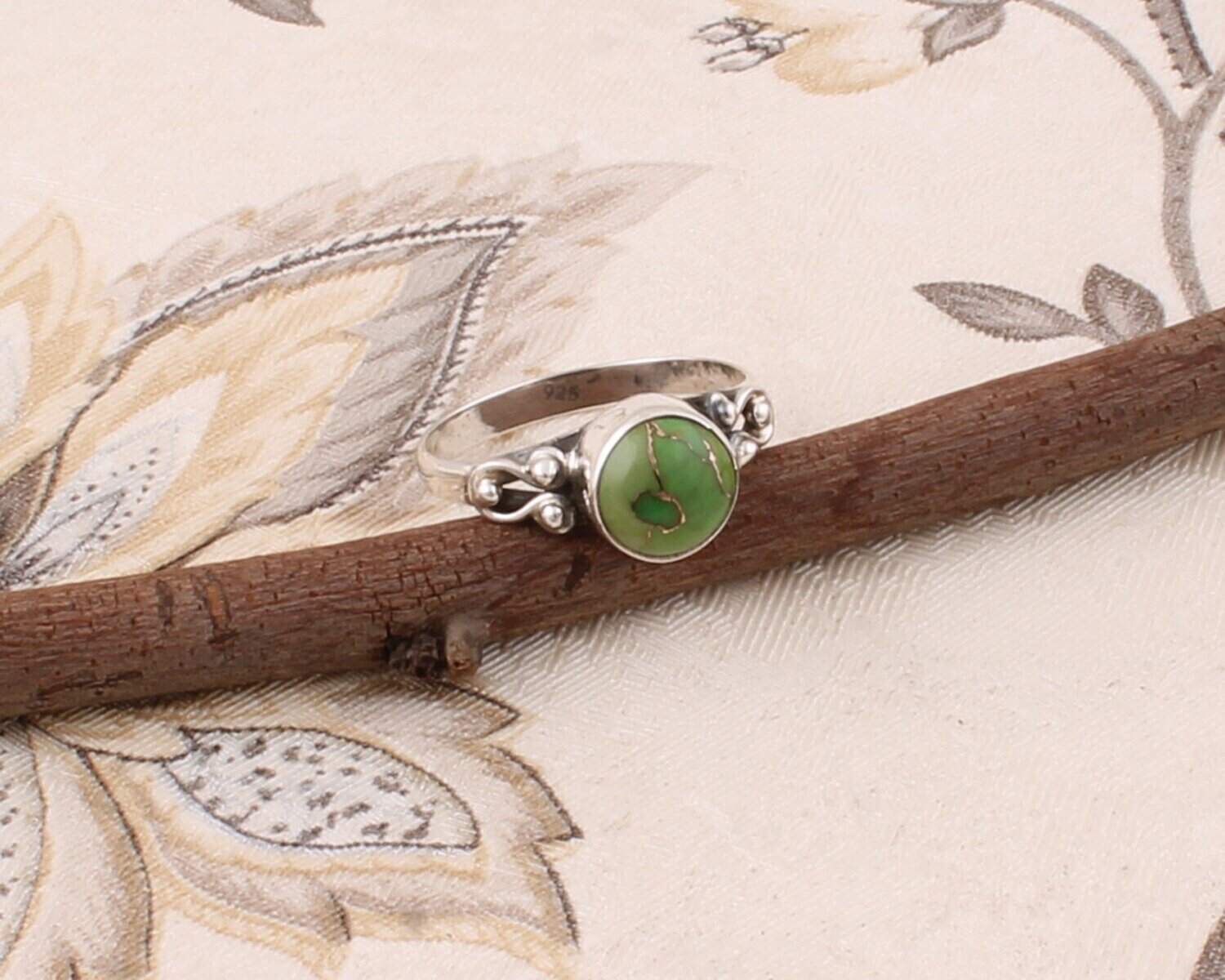 Handcrafted Ring  Composite Turquoise Gemstone Ring Cabochon Stone Boho Ring 925 Sterling Silver Solid Ring Index Finger RingBirthstone