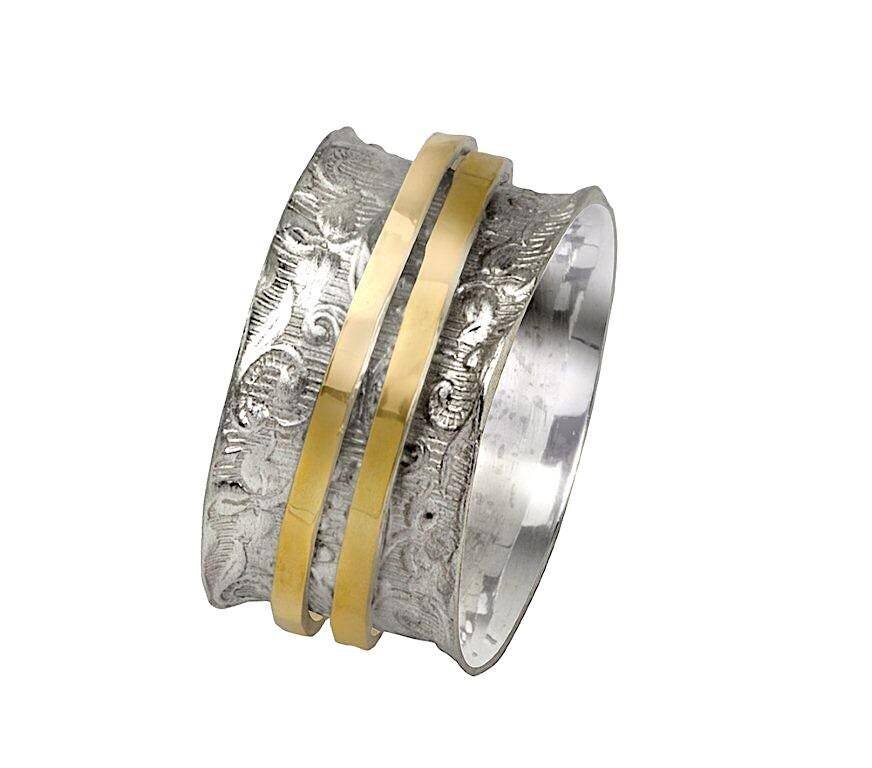 925-Sterling Solid,Silver Ring With Handcrafted Plain Boho Ring Textured Spinner Meditation Ring Ring Girls Thumb Ring L#-284020-RCyber2021