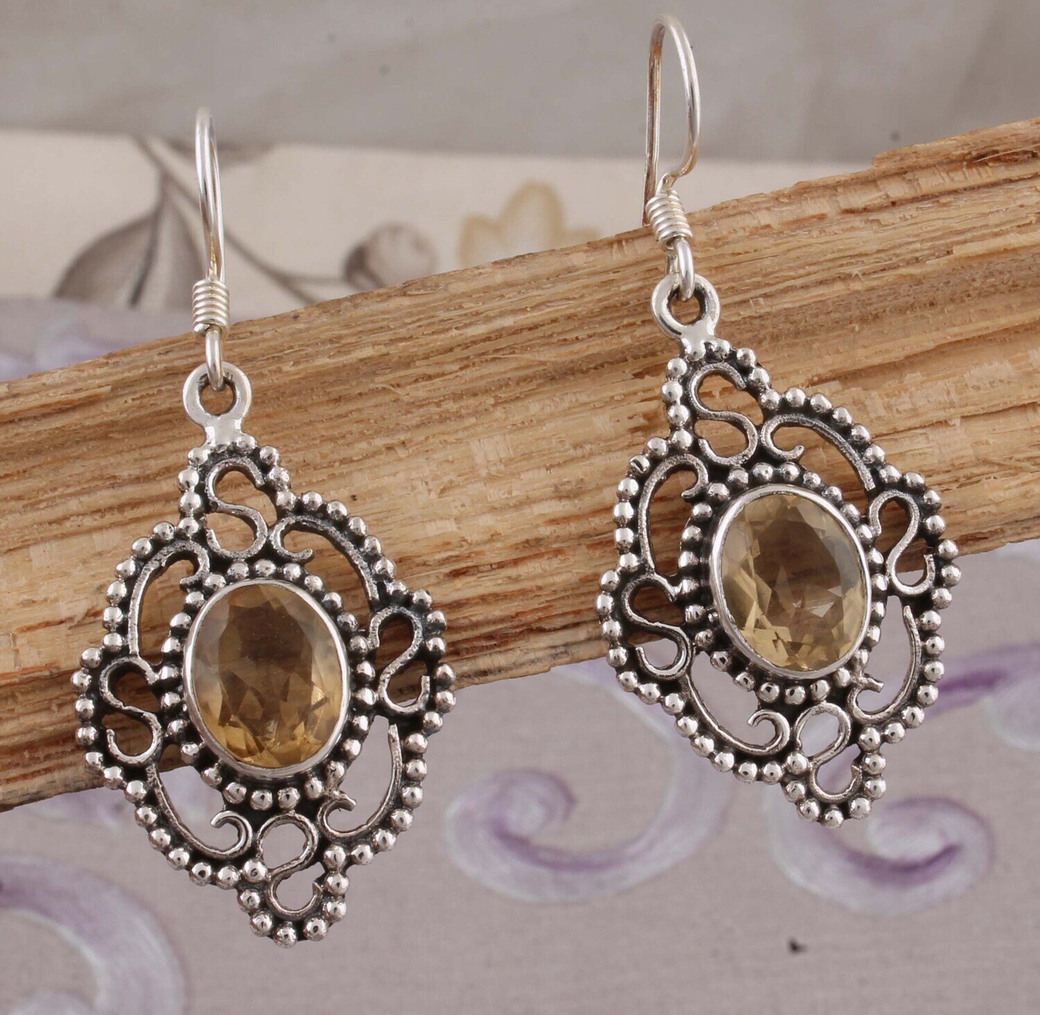 Amazing Citrine Top Quality Gemstone Earring 925-Sterling Silver Earring,Antique Silver Earring,Wedding Beautiful Earring Gift For Her