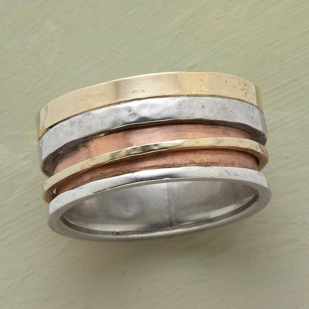 AAA Stunning Designer Ring 925-Solid Silver,Sterling Ring Handcrafted Plain Boho Ring Three Tone Ring Spinner Meditation Ring Thumb Ring