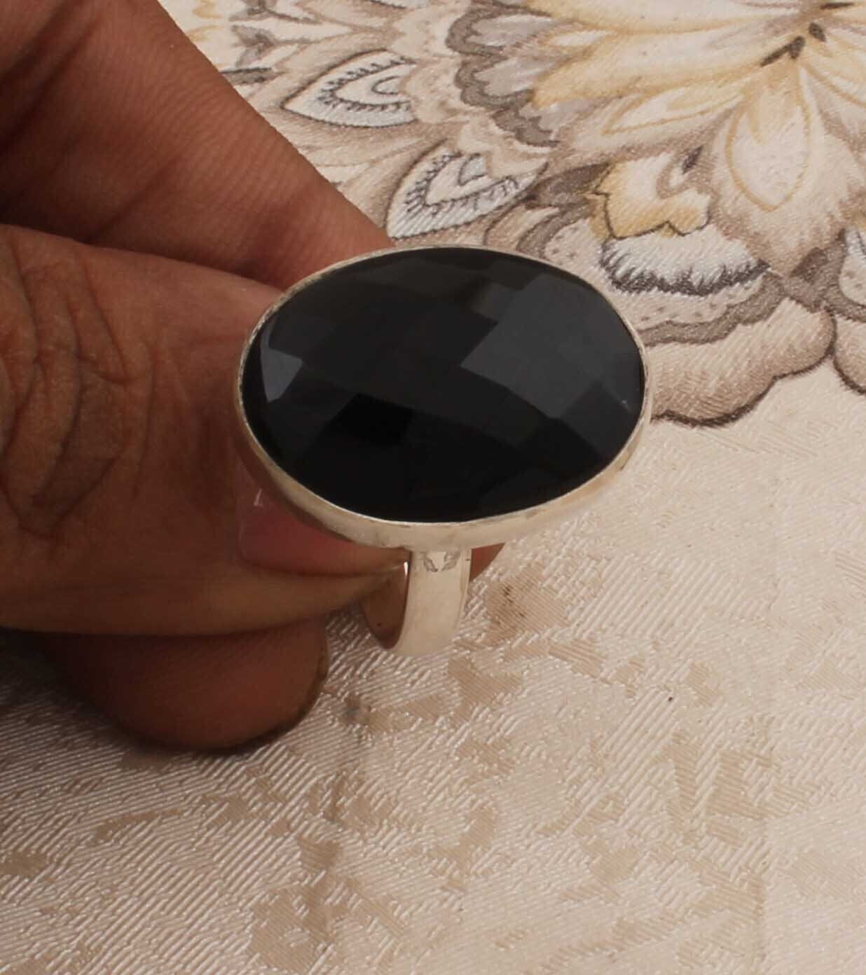 Natural Black Onyx Top Quality Gemstone Ring 925-Sterling Silver Ring,Simple Ring,Antique Silver Ring,Engagement Ring Gift Item Ring