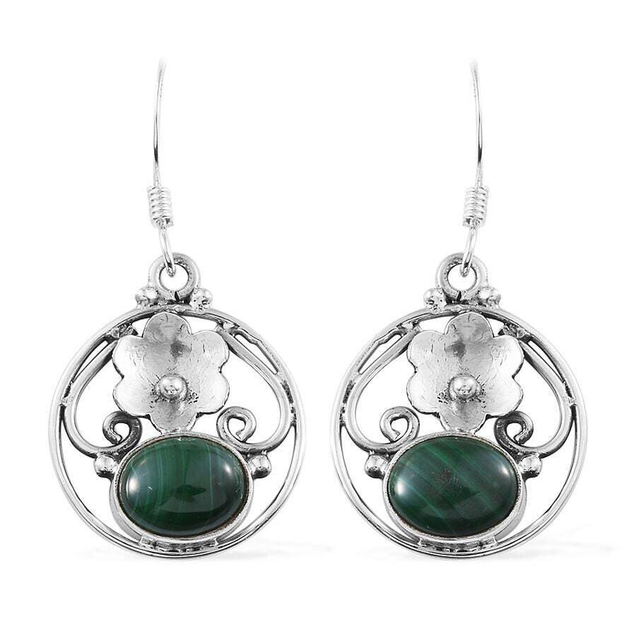 925 Sterling Solid Silver Earring With Natural Malachite Gemstone Earring Top Rare Stone Boho Earring Handcrafted Charm Earring L#-283673-E