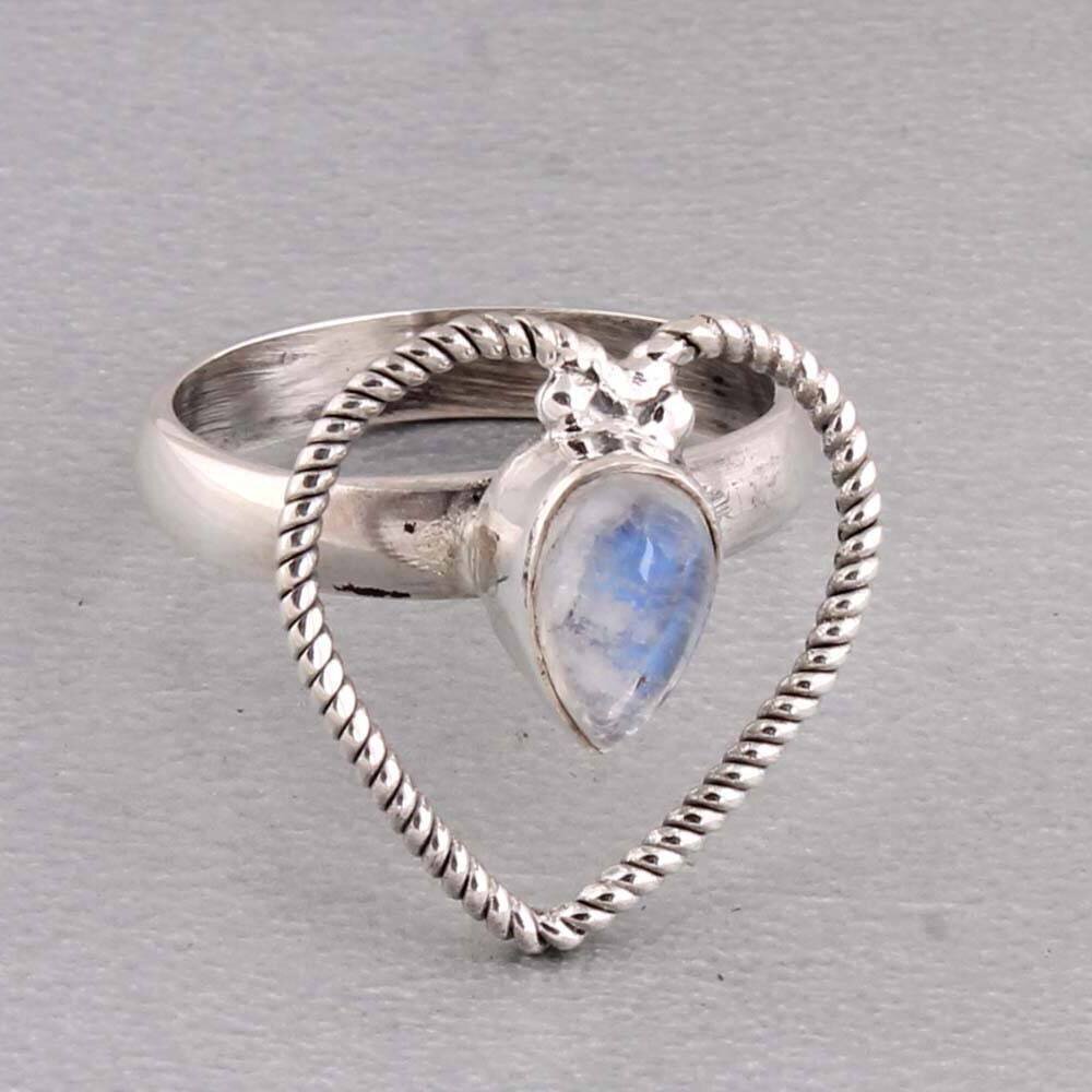 Rainbow Moon Stone Fire Silver Ring 925 Sterling Silver Ring Heart Shape Rainbow Ring Antique Silver ETSYCYBER2021Cyber2021Birthstone