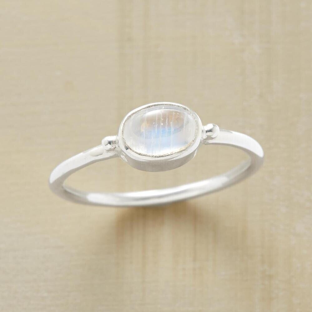 Natural Beautiful Rainbow Moonstone AAA+Quality Gemstone Handcrafted Fire Stone Boho Ring,Simple Ring Gift For You ! Ring Finger Ring