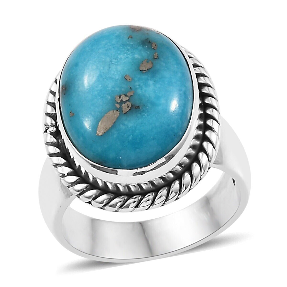 Composite Turquoise Top Quality Gemstone Ring 925-Antique Silver Ring,Sterling Silver Ring,Ring Finger Ring Anniversary Gift RingCyber2021