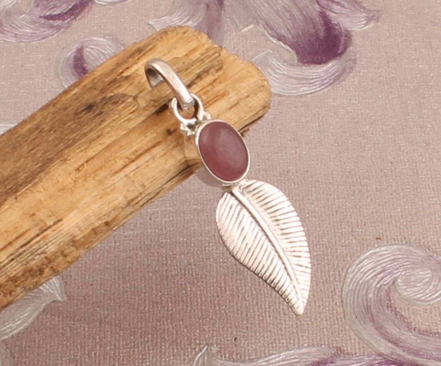 Pink Jade Silver Pendant, 925 Sterling Silver Pendant, Oval Shape Gemstone Pendant, Designer Leaf Pendant, Handmade Pendant, Christmas Gift