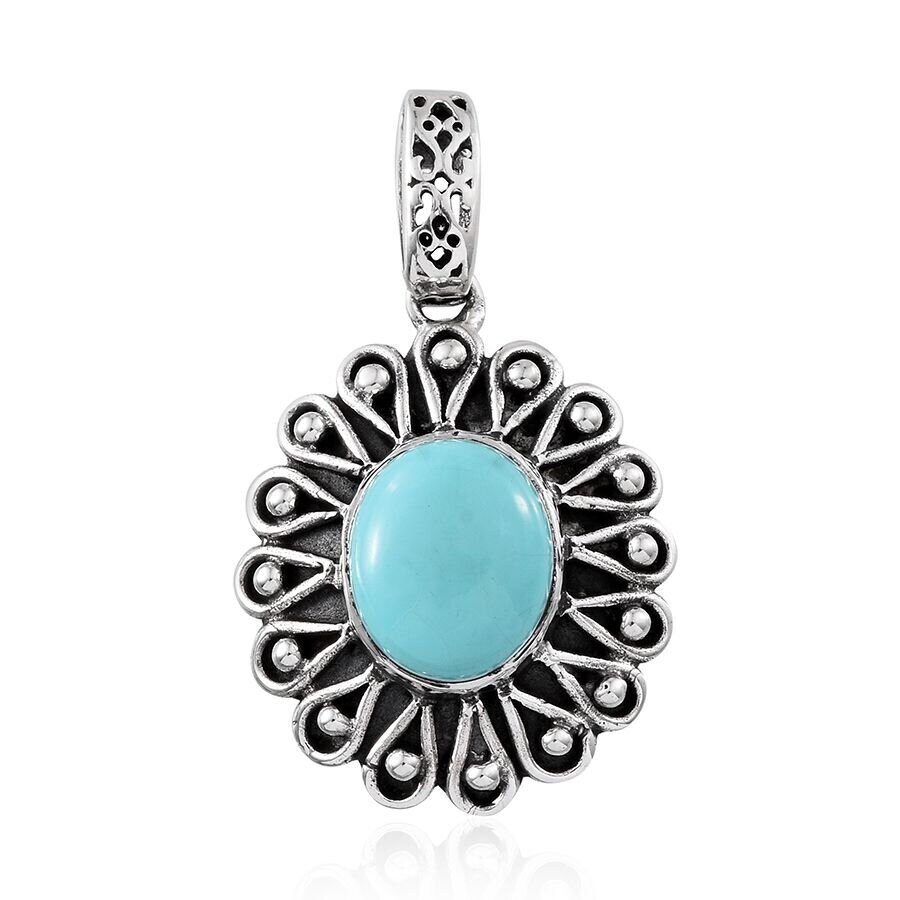 Christmas Gift ! Solid 925-Sterling Silver Pendant With Turquoise Gemstone Pendant Handcrafted With Boho Pendant (Simple Pendant )Birthstone