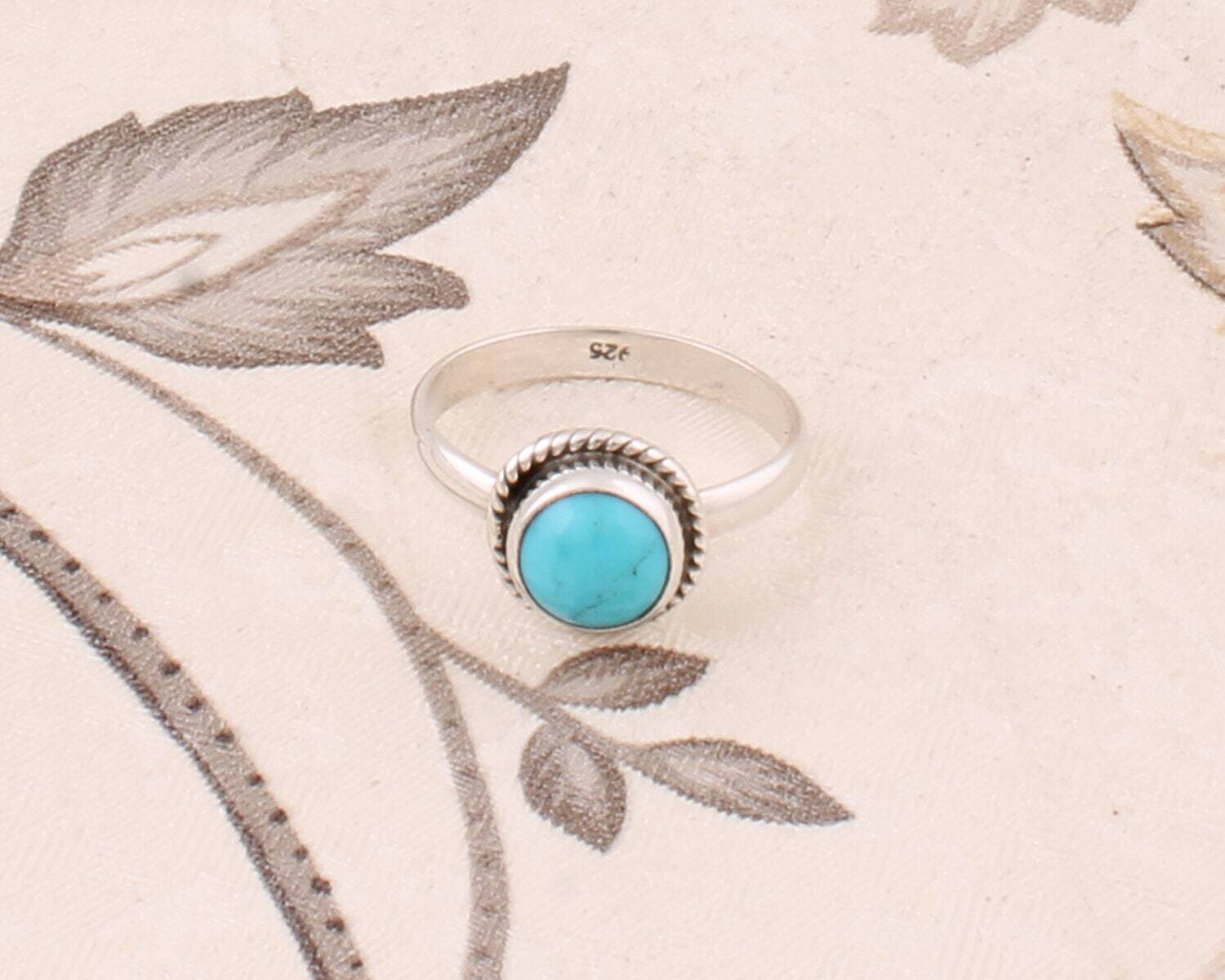 Charm Ring Gift For You ! With Turquosie Gemstone Ring Cabochon Stone Boho Ring Handcrafted Middle Finger Ring L# -283360-RCyber2021