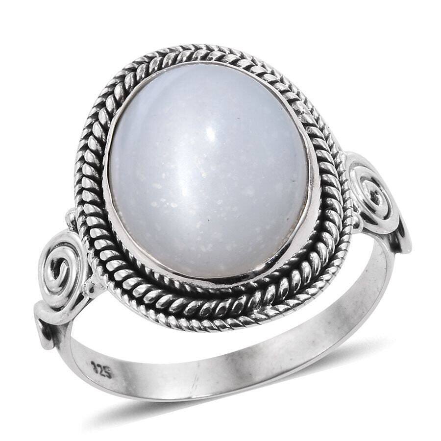 Ring Finger Ring 925-Silver Solid Ring Natural Ice-Quartz Gemstone Ring Cabochon &amp; Oval Shape Stone AND Silver Solid Ring (Handmade Ring)