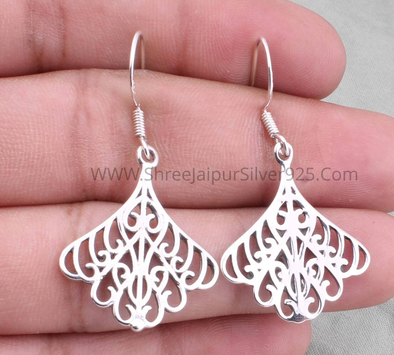 Silver Filigree Earrings, Long earrings, Dangle earrings, Solid 925 Sterling Silver Earrings For Women, Pretty Dangle Earrings  Perfect Gift