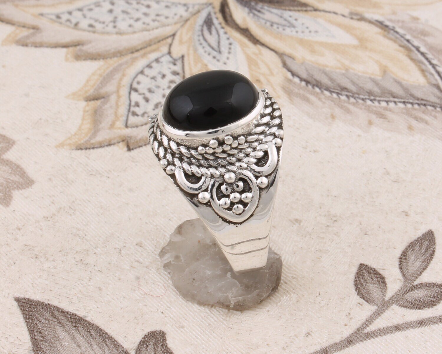 925-Sterling Solid Silver Ring With Natural Black Onyx Gemstone Handcrafted Ring Cabochon Stone Boho Ring,Ring Finger Ring Gift For You !