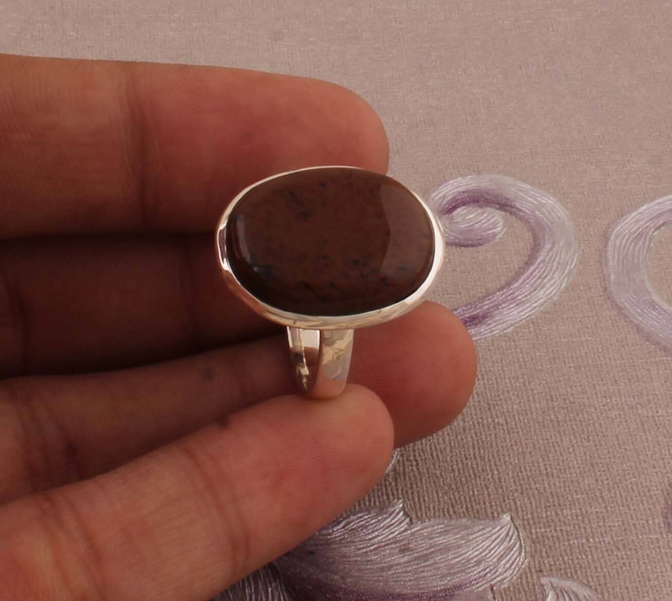 Amazing Marconi Jasper Top Quality Gemstone Ring Oval Cabochon Stone Ring 925-Antique Silver Ring Middle Finger Beautiful Ring Gift For Her