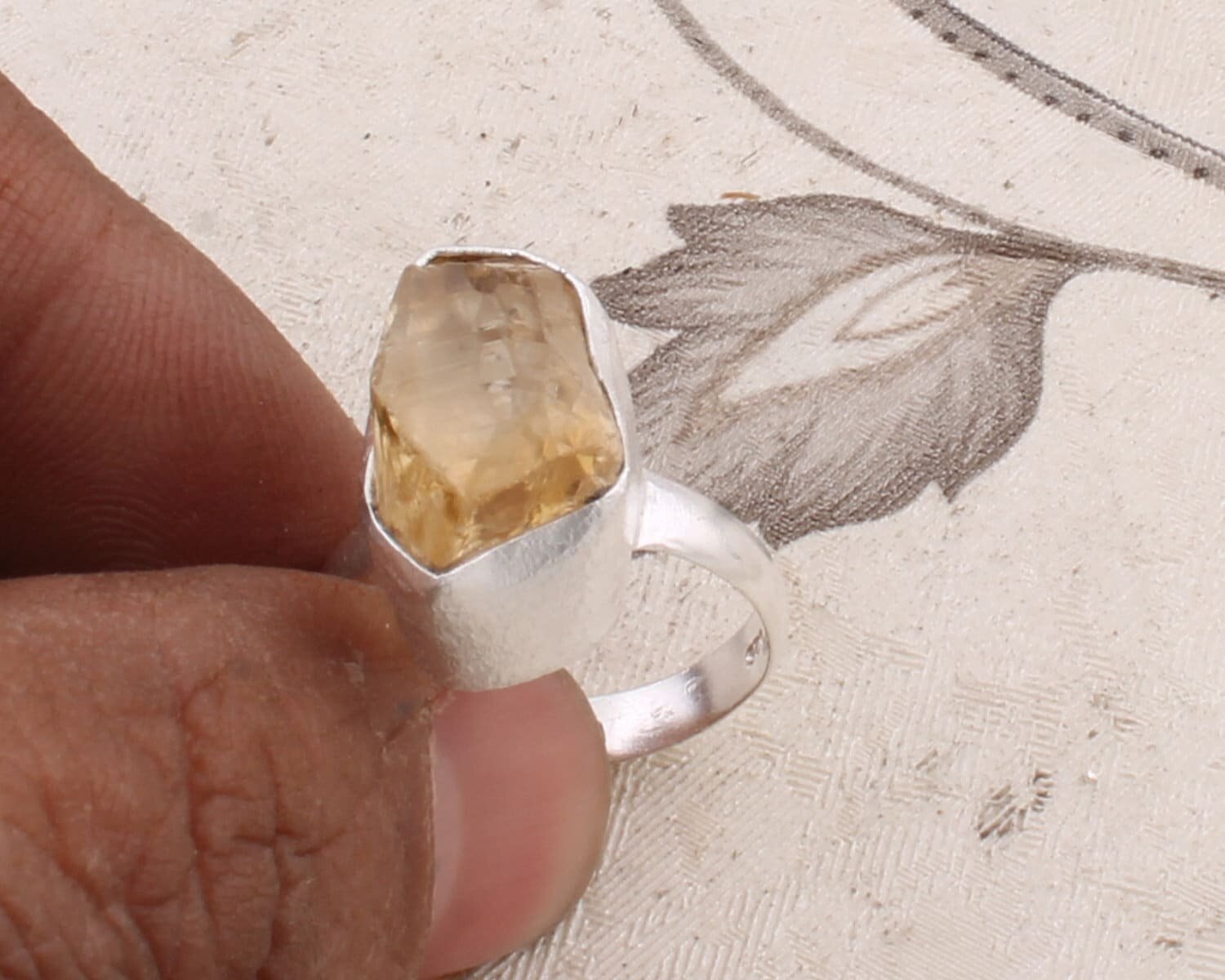Citrine Rough 925 Sterling Silver Ring Yellow  - Raw Stone Ring - Adjustable Ring - Stackable RingCyber2021Bestseller2021EtsyBirthstone