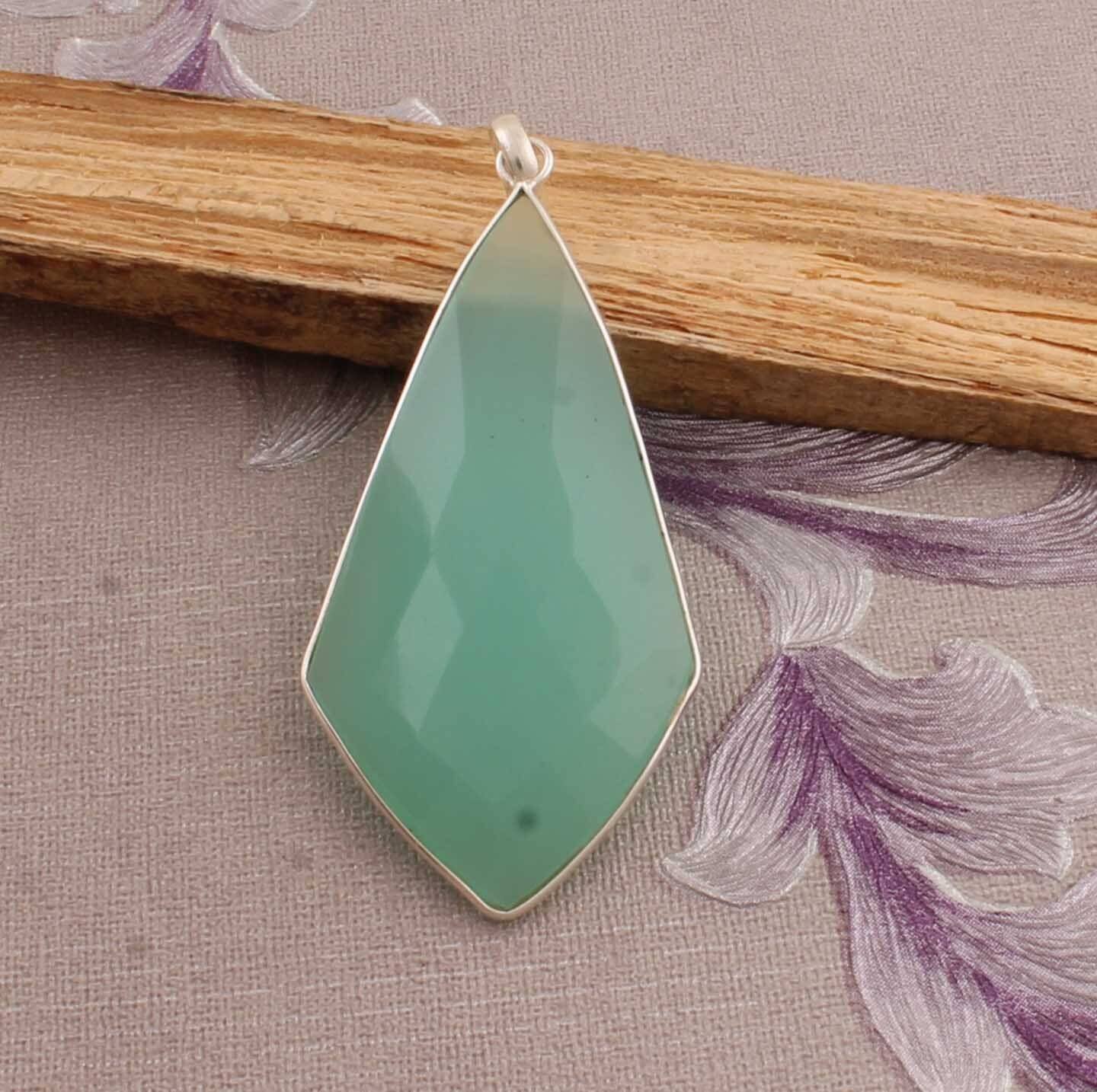 Top Quality Natural Aqua Calci Gemstone Pendant 925-Sterling Silver Pendant,Antique Silver Pendant,Simple Pendant Gift Item Pendant For Girl