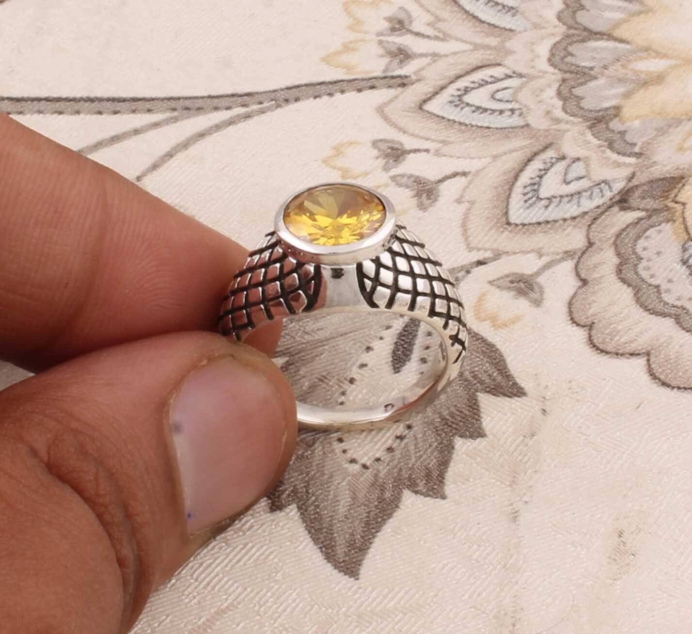 Beautiful Amazing Yellow Zircon Gemstone Ring 925-Sterling Silver Ring,Ring Finger Ring,Antique Silver Ring Anniversary Gift Item Ring,
