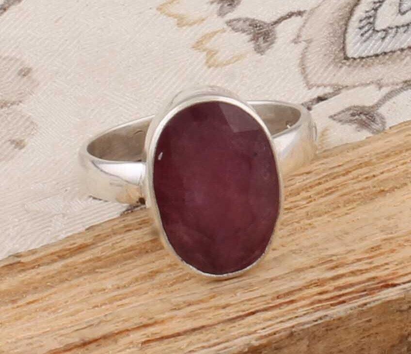 Beautiful Glass Filed Ruby Top Quality Gemstone Ring 925-Sterling Silver Ring,Middle Finger Ring,Antique Silver Ring Gift Item Ring