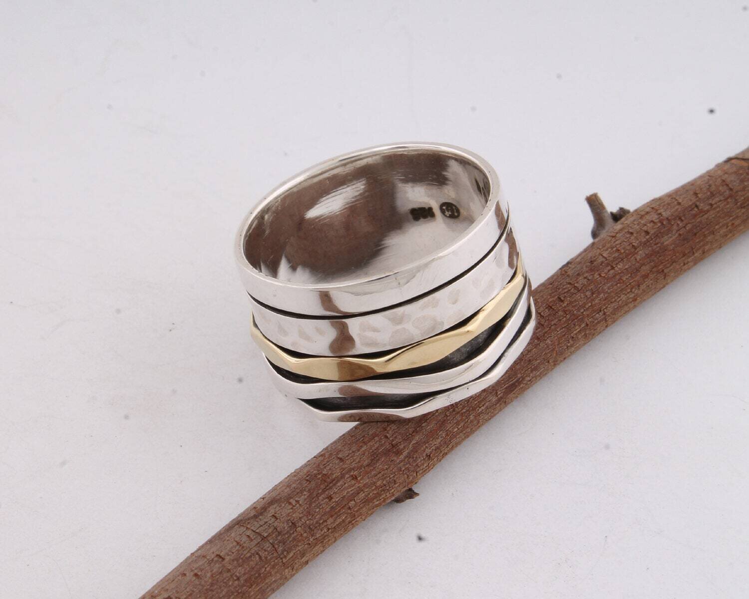 Big Size 925 Sterling Silver Ring (SPINNER RING)- -Meditation Ring- Silver Spinner Ring-925 Sterling Silver thumb Ring-Silver Band Ring