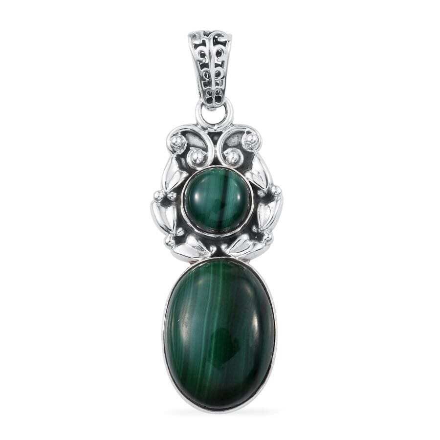 Christmas Gift ! 925-Sterling Silver Solid Pendant With Natural Malachite Gemstone Pendant Top Rare With Cabochon Stones Boho Pendant