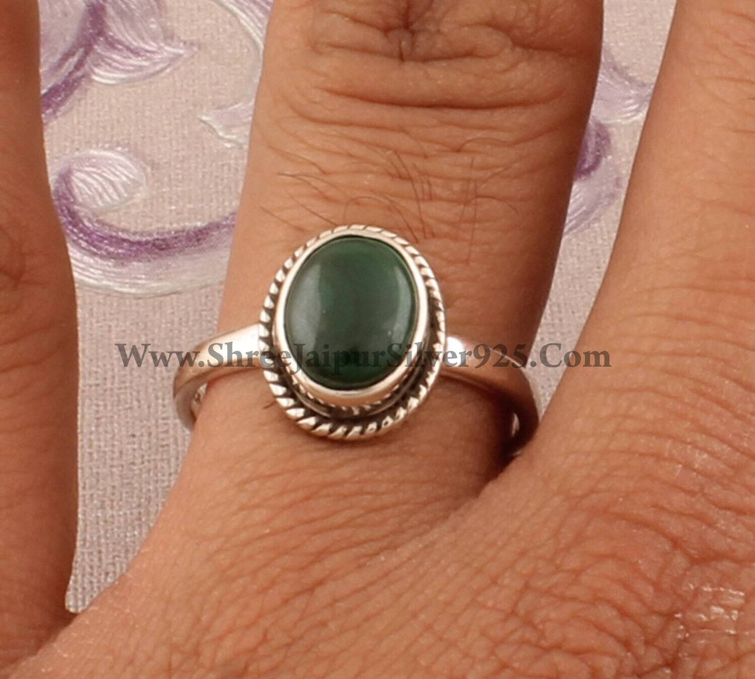 Gift For You Solid 925 Silver Sterling Ring With Natural Malachite Gemstone Ring Top Rare Stone Boho Ring Handcrafted Middle Finger Ring