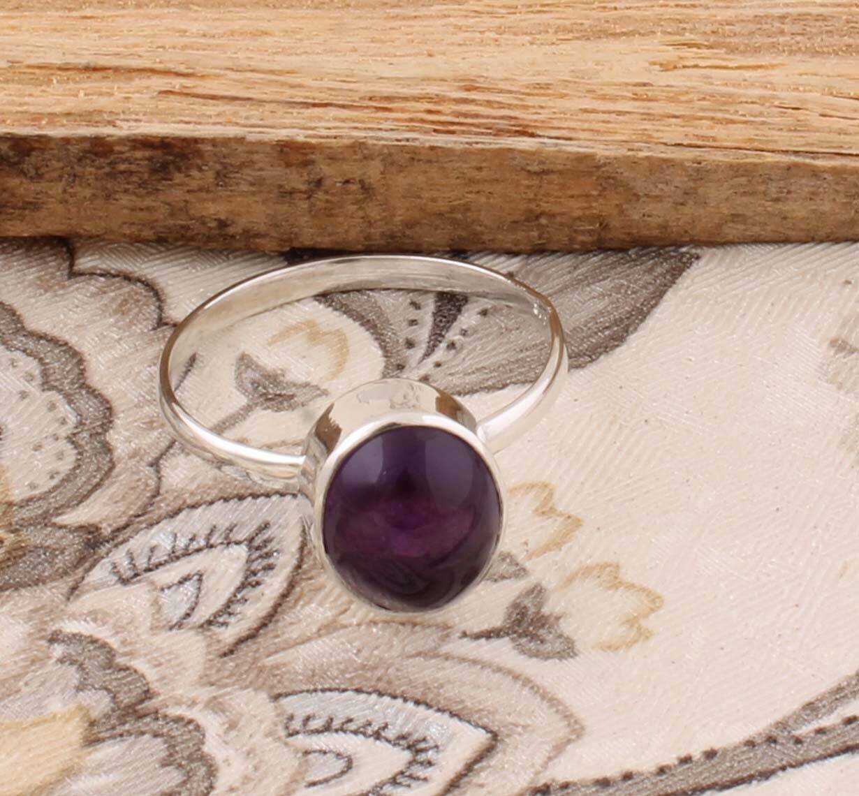 Amethyst Top Quality Simpel Gemstone Ring 925-Sterling Silver Ring,Wedding Ring,Antique Silver Ring,Anniversary Gift Item RingBirthstone