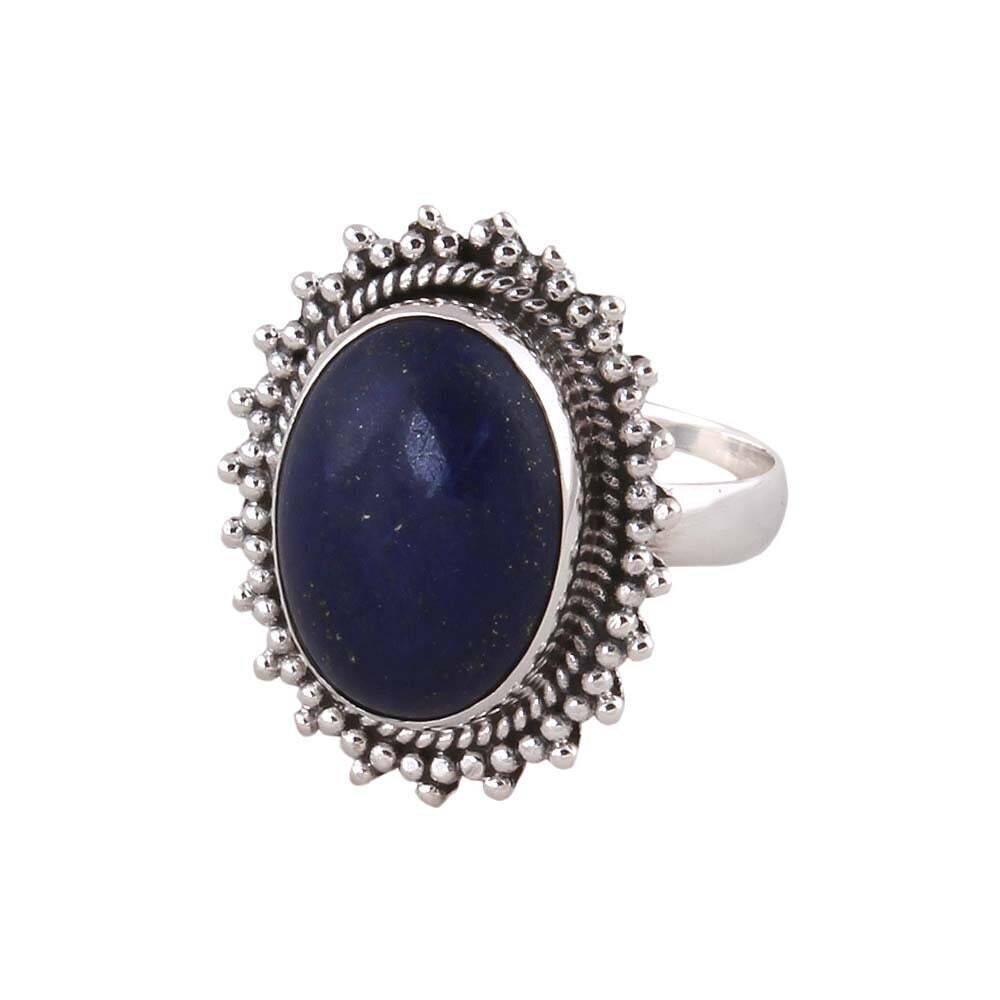 Beautifull Lapis Lazuli Gemstone Silver Ring 925 Sterling Silver Lapis Gemstone Ring-Silver 925 Gemstone Ring Antique SilverCyber2021