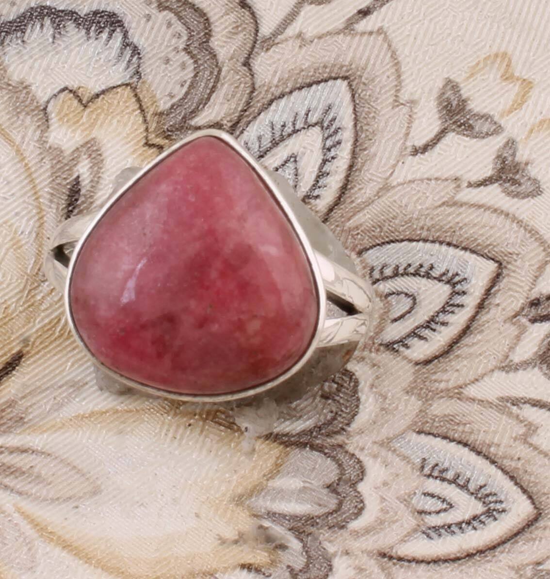 Amazing Thulite AAA+Quality Gemstone Ring Cabochon Pear Stone Boho Ring 925-Sterling Silver Ring,Engagement Ring,Middle Finger RingCyber2021