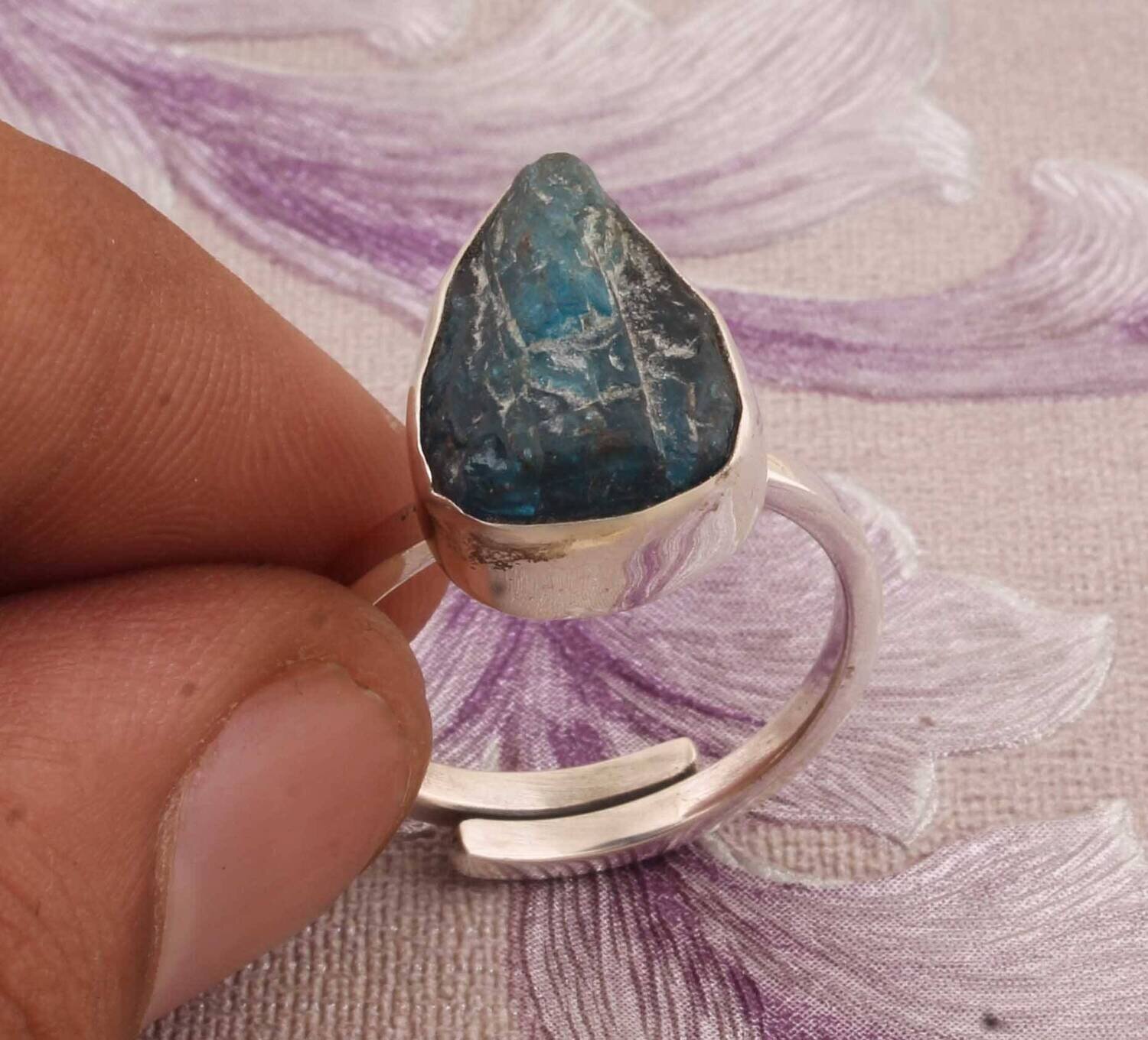 Top Quality New Hipotite Raw Adjustable Ring 925-Antique Silver Ring, Middle Finger Ring, Sterling Silver Rough Stone Ring One-Of-Kind-Pies
